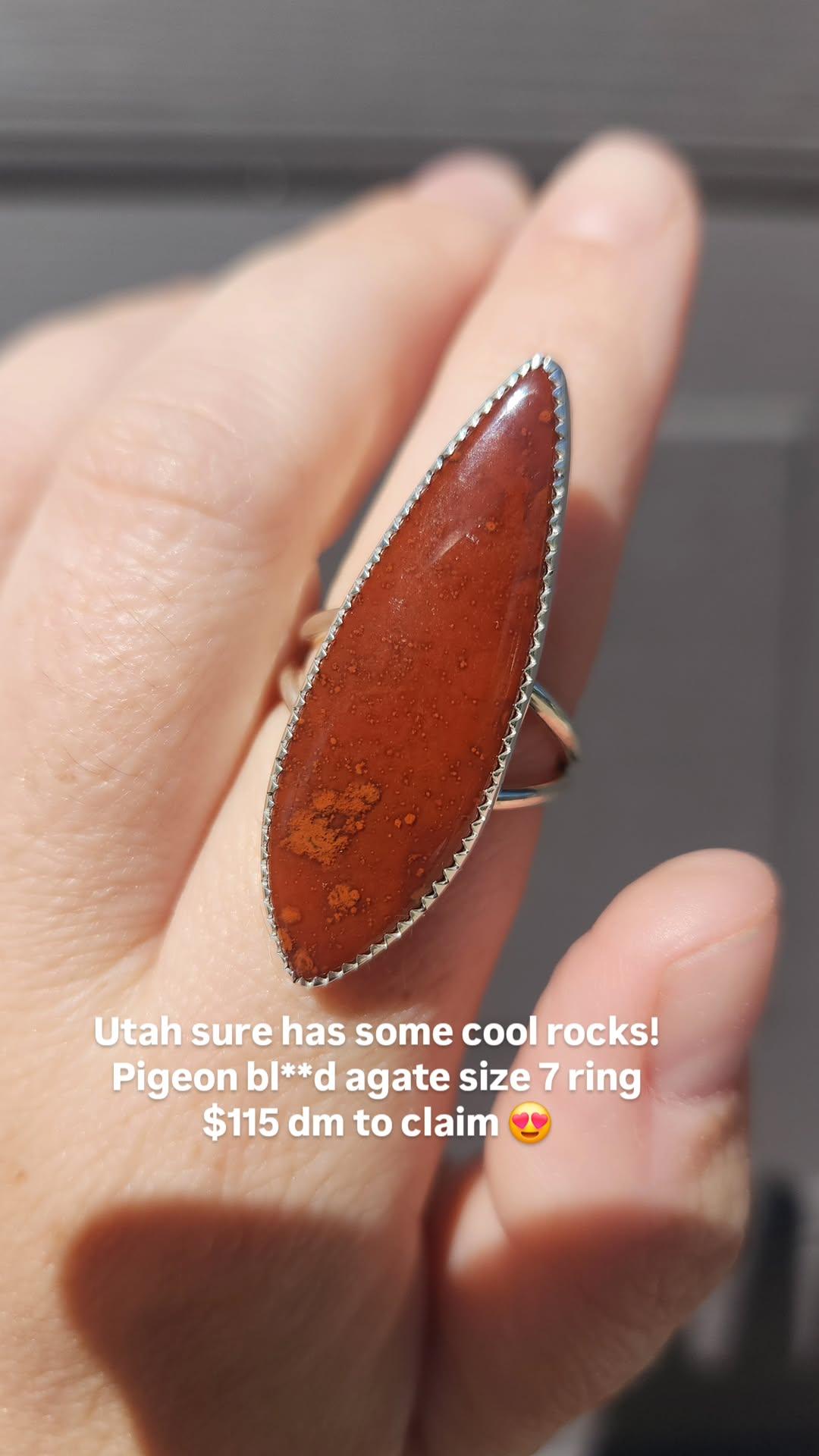 Size 7 Pigeon Blood Agate Ring