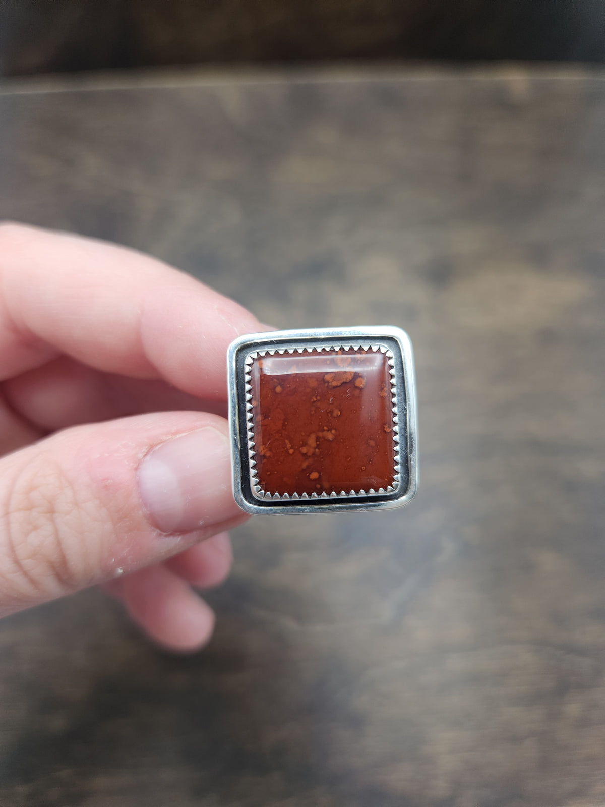 Size 10 Pigeon Blood Agate Ring