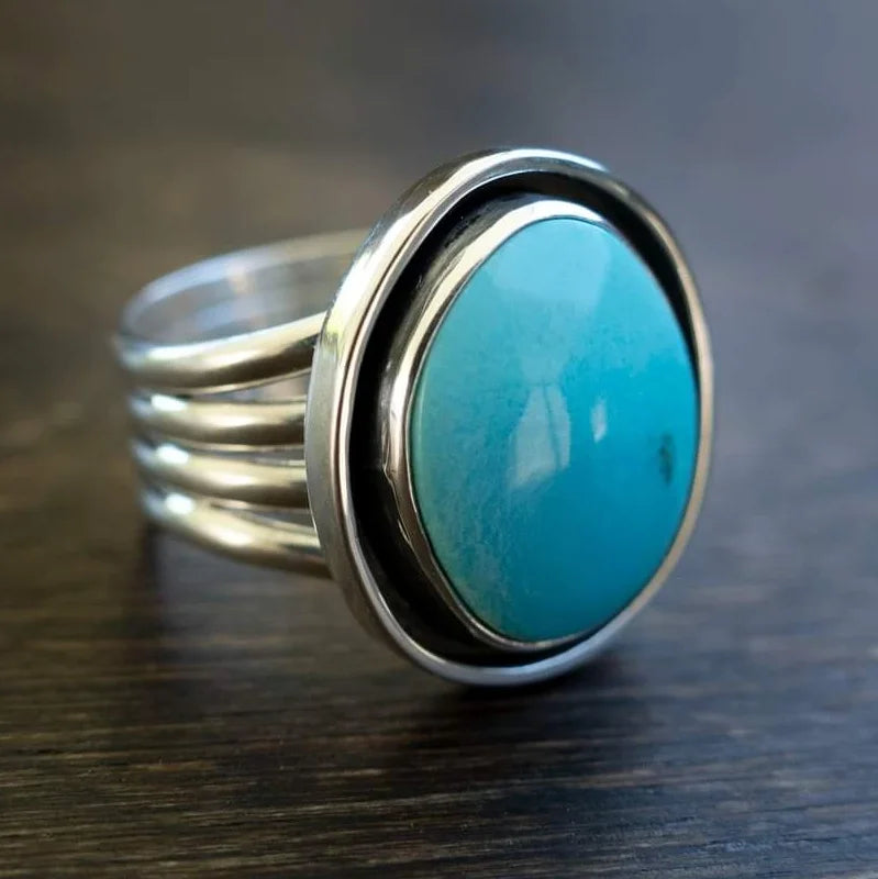 Size 8.5 Sleeping Beauty Turquoise and Sterling Silver Ring