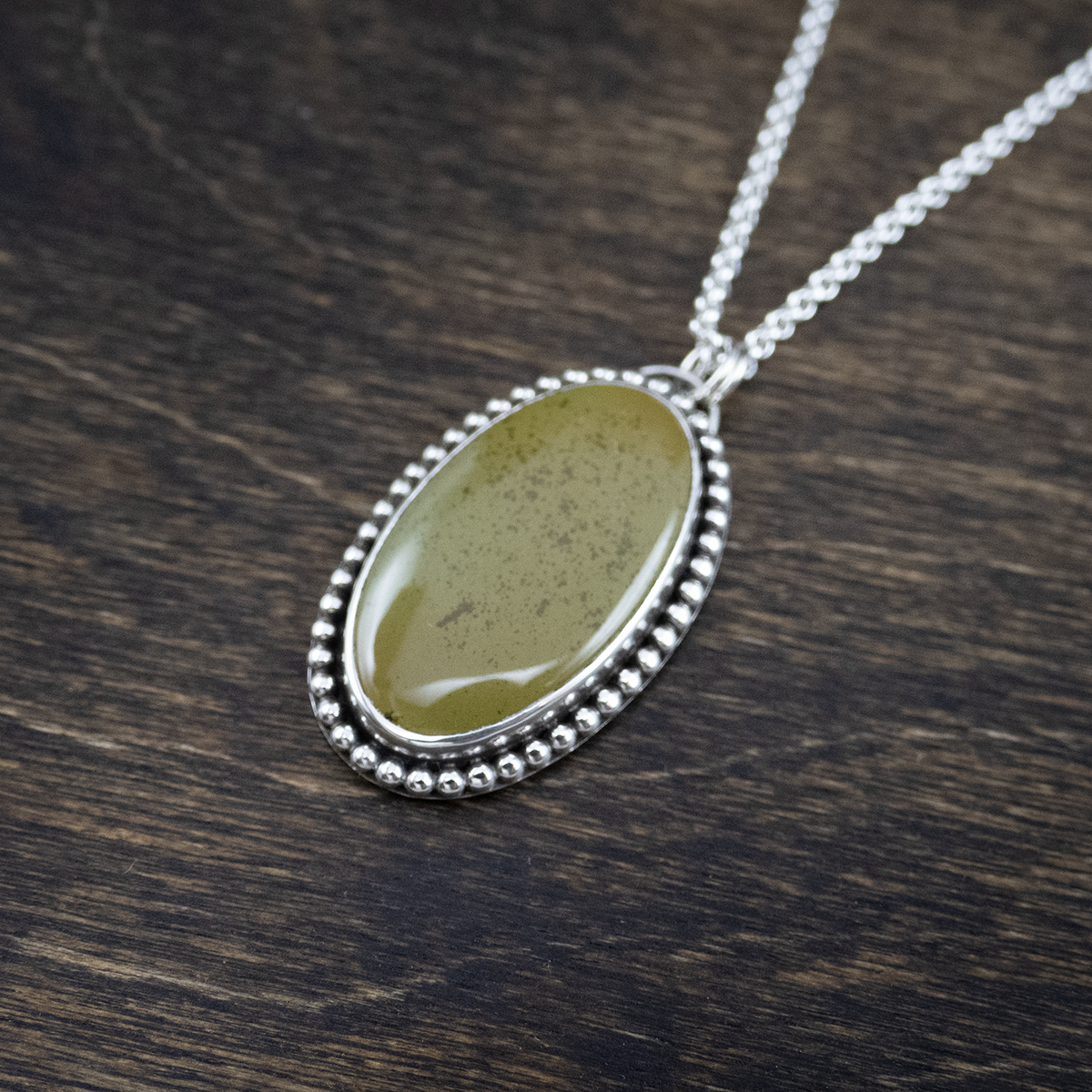 Green Variscite and Sterling Silver Pendant
