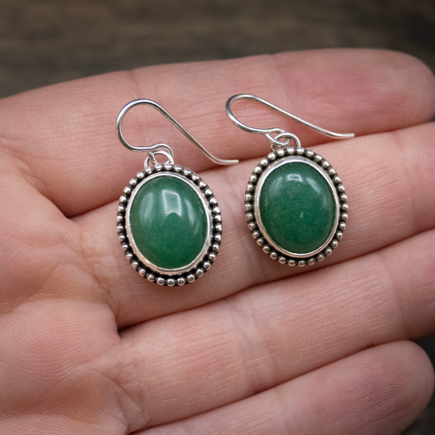 Jade and Sterling Silver Earrings