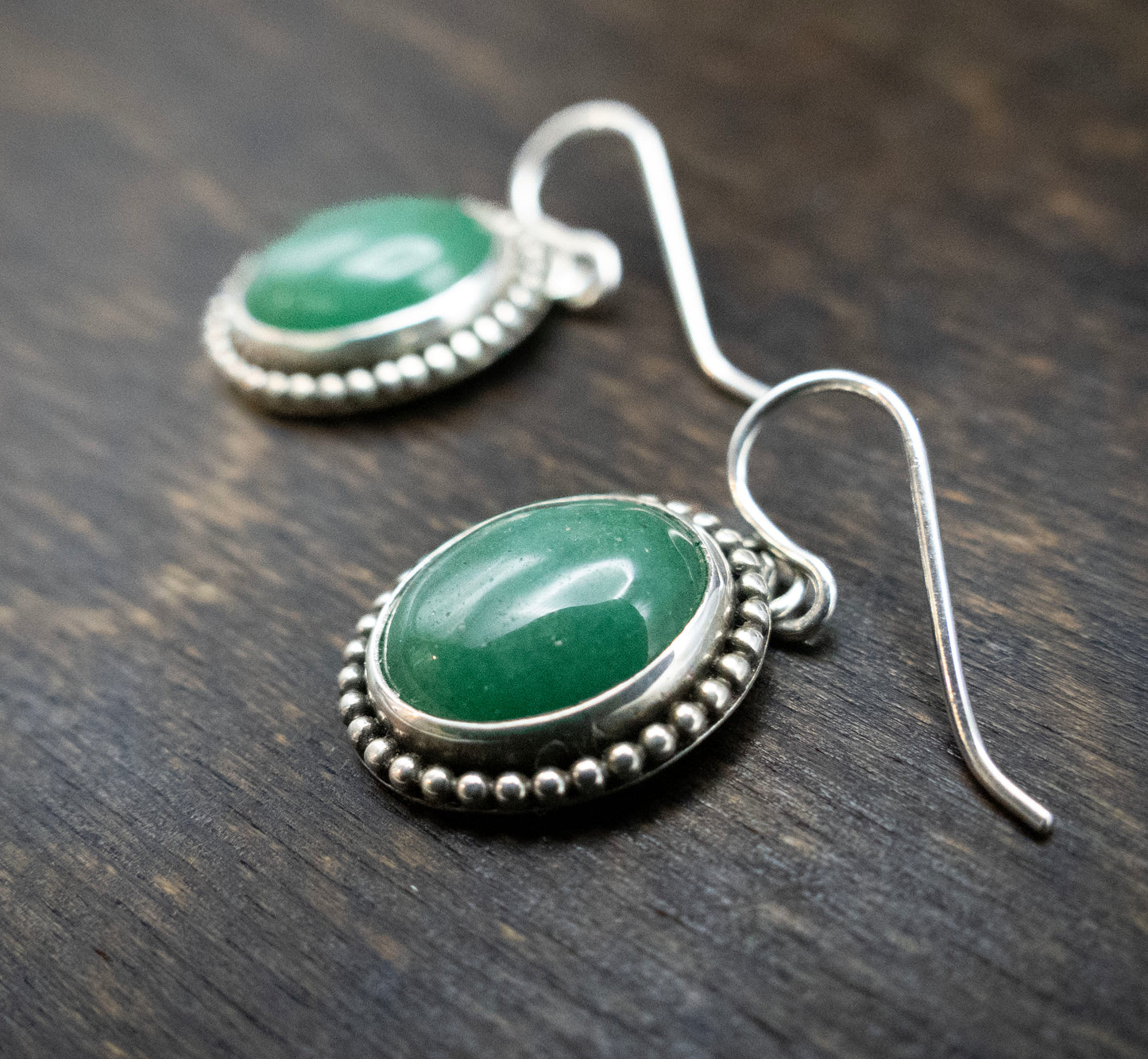 Jade and Sterling Silver Earrings
