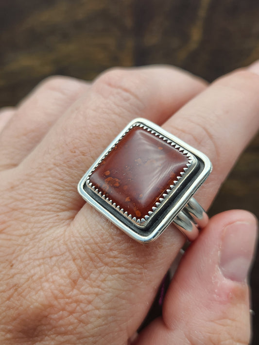 Size 10 Pigeon Blood Agate Ring