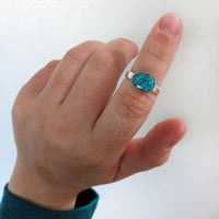 Size 4.75 Blue Gem Turquoise and sterling silver ring