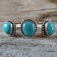 Fox turquoise and sterling silver cuff bracelet