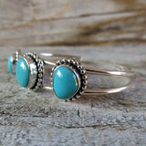 Fox turquoise and sterling silver cuff bracelet