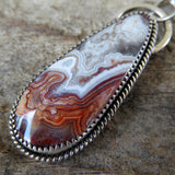 Mexican Crazy Lace and Sterling Silver Pendant