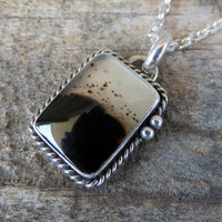Rectangle Montana Agate and Sterling Silver Pendant