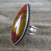 Red and Yellow Utah Jasper and Sterling Silver Ring