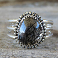 Size 9.25 Tourmalinated Quartz and Sterling Silver Ring