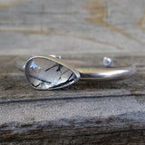 Tourmalinated quartz and sterling silver cuff bracelet