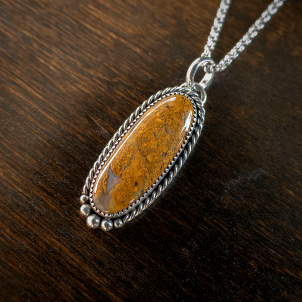 Yellow Jasper and sterling silver pendant