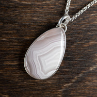white lace agate and sterling silver pendant