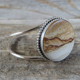 Landscape jasper and sterling silver cuff bracelet