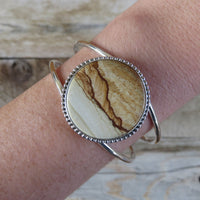 Landscape jasper and sterling silver cuff bracelet
