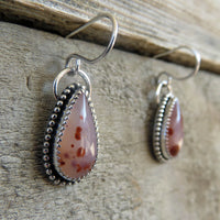 Pigeon blood agate and sterling silver earrings