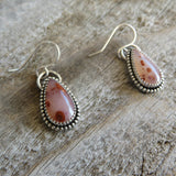 Pigeon blood agate and sterling silver earrings