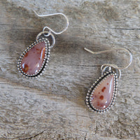 Pigeon blood agate and sterling silver earrings