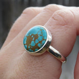 Pilot Mountain turquoise ring on hand