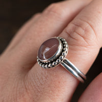 Size 9 pink agate and sterling silver ring