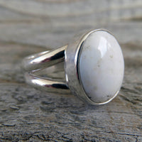 white buffalo and sterling silver ring