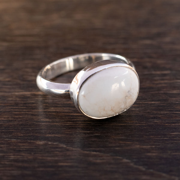 Size 6.5 white buffalo and sterling silver ring