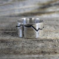 Wide band mountain ring front