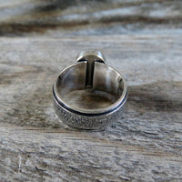 Size 8 Turquoise and Sterling Silver Wide Band Ring